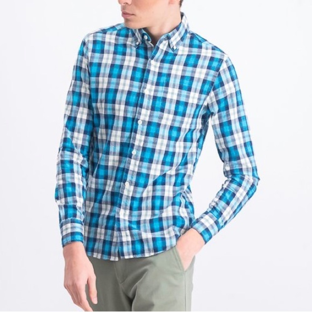 Rye by Hawker Rye NWT Blue Combo Plaid Catania Slub Washed Button Down Shirt